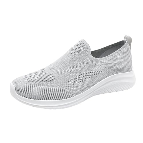 Generisch Zapatillas de correr para hombre, sin cordones, zapatillas de deporte, transpirables, monocolor, ligeras, para el tiempo libre, gris, 41 EU