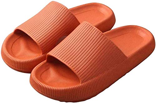 Pillow Slides Slippers for Women, Massage Slippers Slides Foam Bathroom Slippers Soft Home Pillow Slides Non-Slip Thick Sole Slippers (8.5-9.5,orange)