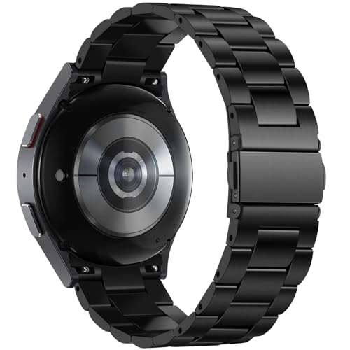Anlinser No Gap Bands Compatible with Samsung Galaxy Watch 7/6/5/4/FE Band 44mm 40mm/Watch 6 Classic Band 47mm 43mm/Watch 5 Pro 45mm/Watch 4 Classic, 20mm Metal Strap for Women Men, Black by Anlinser - Image 2