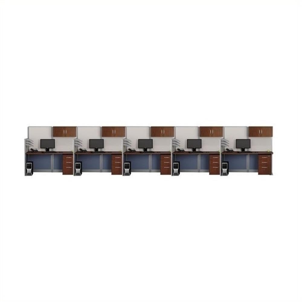 Bush Business Furniture Office-in-an-Hour 5 Desk Workstation in Hansen Cherry