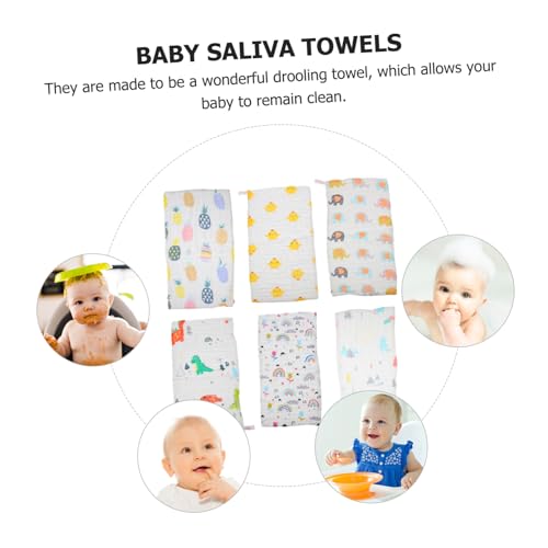 6Pcs Cartoon Face Towels Soft Cotton Drool Bibs for Creative Design for Daily Use Keeps Dry from Spit Ups for Teething and Eating2