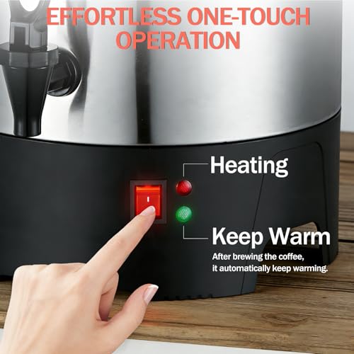 Large Commercial Coffee Urn 160 Cup Percolate Coffee Maker Stainless Steel Hot Beverage Dispenser with Cool-Touch Handles, Quick Brewing for Catering, Business, Church, Restaurant, Wedding, Gathering - Image 5