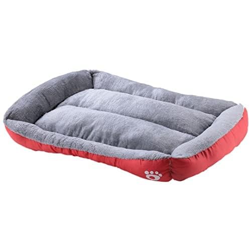 Kuber Industries Dog & Cat Bed|Super Soft Plush Top Pet Bed|Machine Washable Dog Bed|Rectangular Cat Bed With Rise-Edge Pillow|QY036R-L|Red (B0CJ5DN429) Amazon Price History, Amazon Price Tracker