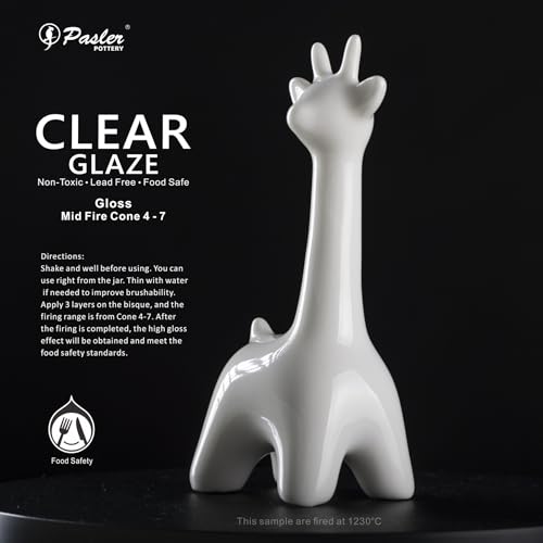 Pasler Clear Glaze Mid Fire for Ceramic Pottery Bisque,PCC10,16fl oz/473ml - Thumbnail 3