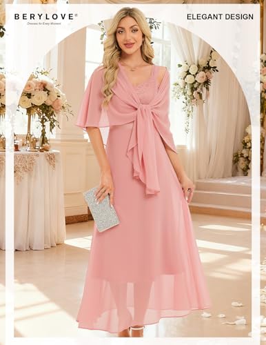 Image of BeryLove Summer Formal Wedding Guest Prom Dresses Sequin Cocktail Evening Lace Elegant Mother of The Bride Dress