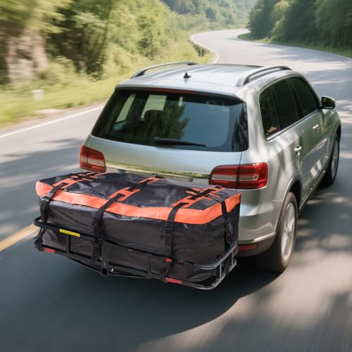 Plutohiker Dachbox Auto,Heckbox für Anhängerkupplung 425 Liter Pro 600D PVC Car Cargo Rooftop Box Wasserdicht Reißfest Faltbare Gepäckbox