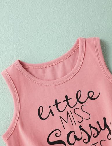 Image of Hipea Toddler Girl Outfits Floral Tops Sleeveless Tank Tops Shorts Headband Summer Clothes Set