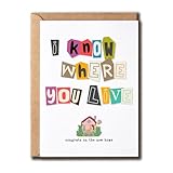 VKNDesigns I know where you live - Congrats on the new home - Housewarming Card - Cute and funny housewarming - New Home Card - Cute Getting card, White