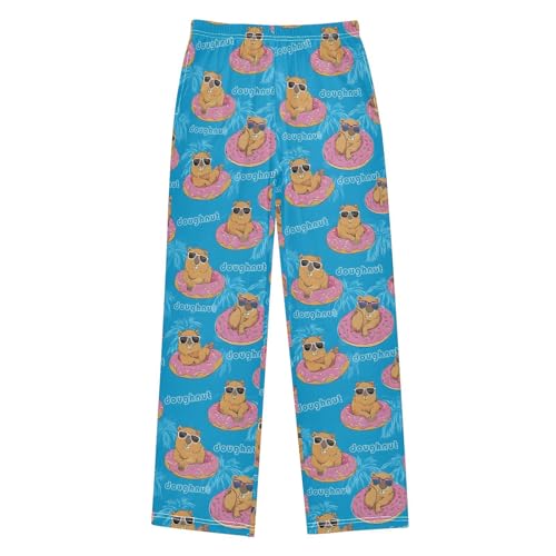 ALAZA Capybara Swimming Blue Pajama Lounge Pants Long Sleep Pajama Bottoms with Pockets