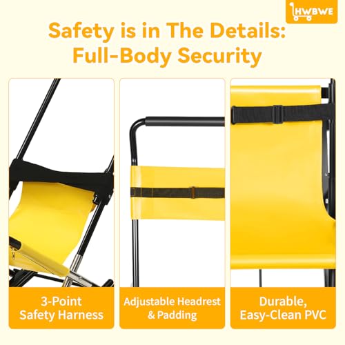 Portable Lift Stair Chair, Manual Transport Stair Chair with Wheels, Transfer Stair Chair Lift for Daily Transfer, Fire Incidents, Sports Venues, Withstands 350 lbs