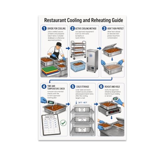 Restaurant Food Safety Poster - Cooling & Reheating Guide - 13x19