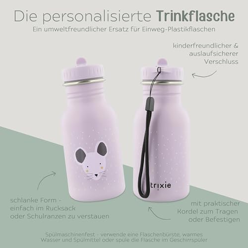 wunderwunsch Trinkflasche personalisiert für Kinder, Flasche personalisiert, Babyflasche, Kinder Flasche, Trixie Trinkflaschen mit individuellem Namen (Maus, 350ml)
