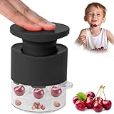 Cherry Pitter Multiple, Quick Release Multi Cherries Stoner Pitter 7-in-1, Push Button Cherr'y Core Pit'ter with Splatter Protector, Pit Remover for Making Jam(Save Time) (Black, Large)