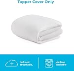 Linenspa 3 Inch Mattress Topper Cover - Twin XL Size – Cover Only – Machine Washable with Zipper – Breathable – Non Slip – White