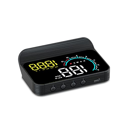 Liiiyuan M12 Heads up Display Windshield Projector, Digital Speedometer for car，OBD2/GPS Speedometer with Speed, Overspeed Warning，Display Water Temperature, Direction etc., Suitable for All Vehicles