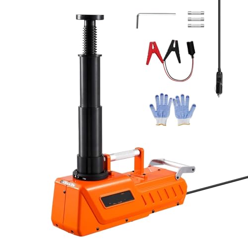 KONGMM Cric Sollevatore Idraulico Cric Elettrico for Auto 15T Cric Elettrico a Forbice Regolabile 12V Smontagomme a Doppia Alimentazione con Luce LED for berlina, SUV, Camion