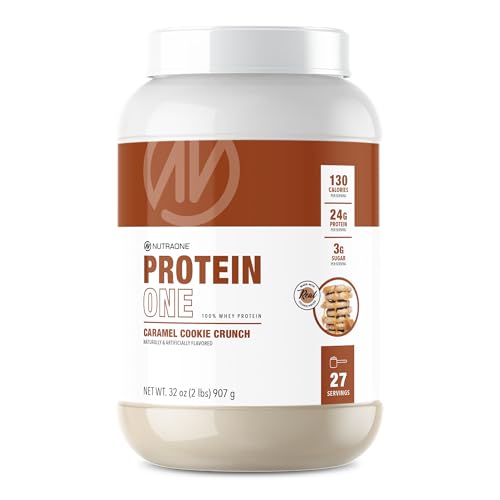 NutraOne ProteinOne Whey Protein Promote Recovery and Build Muscle with a Protein Shake Powder for Men & Women (Caramel Cookie Crunch, 2 LB)