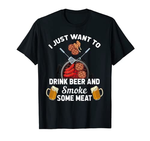 Funny Barbeque Humor Beer Drinker Meat Smoker Grill Masters T-Shirt