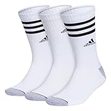 adidas Mens Athletic Cushioned Crew Socks (3 Pairs) Graphic Logo Striped
