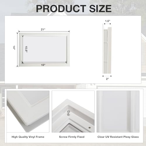 NeatiEase 4 Pcs Garage Door Windows, Replacement Vinyl Windows Inserts Kit with UV Resistant Resin Glass for Exterior Garage Doors (Clear Design)