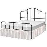 Ruffled Bed Skirt King Size with Split Corner-Ivory Dust Ruffle King-24 Inch Drop Bed Skirt-Hotel-Qu