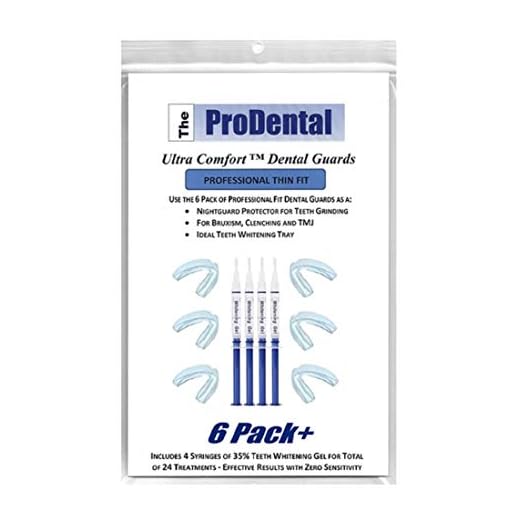 ProDental Thin and Trim Mouth Guard for Grinding Teeth – 6 Pack, USA Made, Bonus: Teeth Whitening System Included, Night Guard Stops Bruxism - Teeth Clenching, Customizable Dental Tray - No BPA