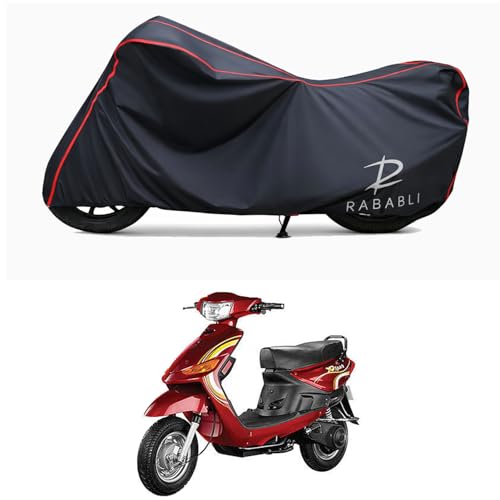 Image of Waterproof Bike Body Cover Compatible for | Indus Yo Spark | Taffeta Fabric, Red Piping Design, Bottom Elastic Fit | Dustproof, Sun UV & Rain Protection for All Bikes