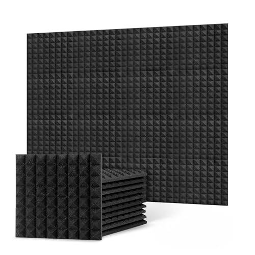 ECHONIK Pyramid Acoustic Panels - Pack of 12 Acoustic Panels - High Density Acoustic Foam - Self Adhesive Acoustic Panel - Sound Proofing Panel - Best Soundproofing Foam - (30x30x5CM) (2.5 CM)
