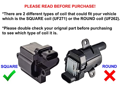 Ena Square Ignition Coil Pack Compatible With Cadillac Chevrolet Gmc Tahoe Silverado Yukon Sierra Workhorse Fastrack Express Savanna Replacement For Uf271 #TOP1