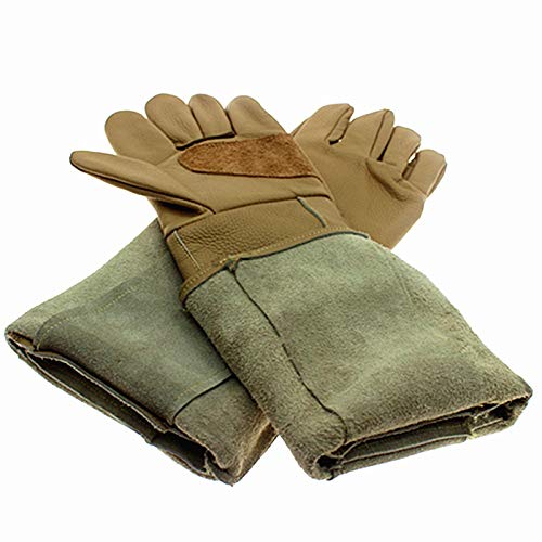 Arbeit Handschuhe verschleißfest Leder Gartenhandschuhe for Frauen und Männer |Thorn und Cut Proof Gartenarbeit Handschuhe mit Langen Heavy Duty Gauntlet, Anti Biss Handschuhe (Color : White)