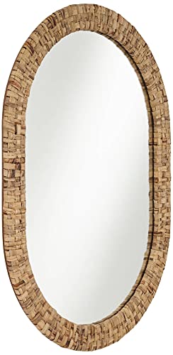 Noble Park Tioga Oval Vanity Decorative Accent Wall Mirror Modern Coastal Natural Woven Rattan Frame 26 1/2" Wide For Bathroom Bedroom Living Room Home House Office Entryway #TOP5