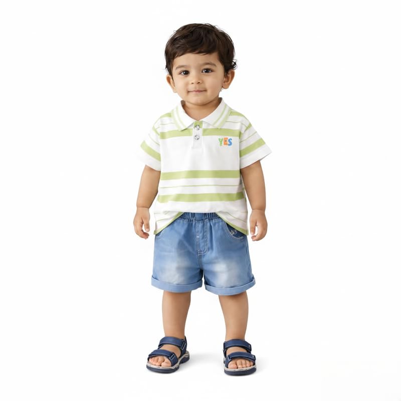KidsGlow Boys Green Striped Cotton T-Shirt & Shorts Set Casual Summer Outfit Soft & Comfortable Kids Wear - Review, Price and Buying Guide