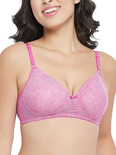 Image of Clovia Women's Level-1 Push-Up Non-Wired Demi Cup Denim Look T-Shirt Bra in Pink