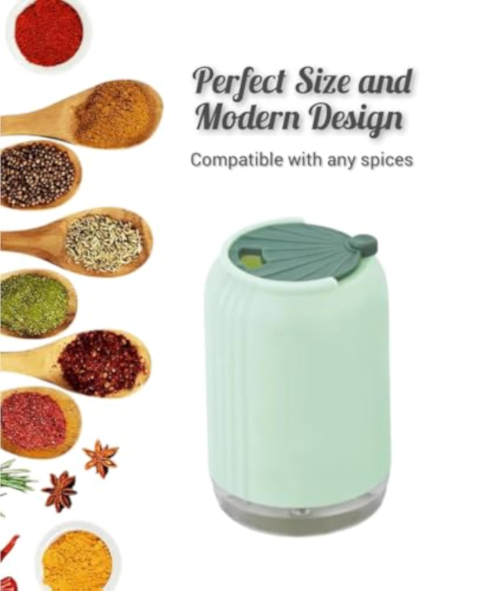 Round Spice Jar with Two Sided Sifter Cap, Durable Plastic