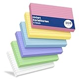Karteikarten Liniert, 300 Stück A7 （7.62CM x 12.7CM）Farbige Lernkarten, Vokabelkarten, Karteikarten Beschriftbar Liniert Verdickter Karteikarte, Rezepte Vokabeln Flash Cards für Büro Schule Haus