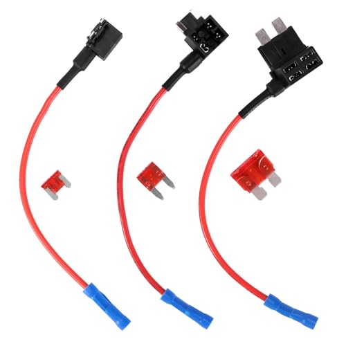 EASONGEE 3 Set Circuit Fuse Tap, 3 Types Small Mini Adding a Circuit Adapter Car Fuse Tap Kit, Low Profile Tap Adapter Piggy Back Blade Fuses Holder, Fuse Taps Set for Trucks Cars Boats, 12V, 10A