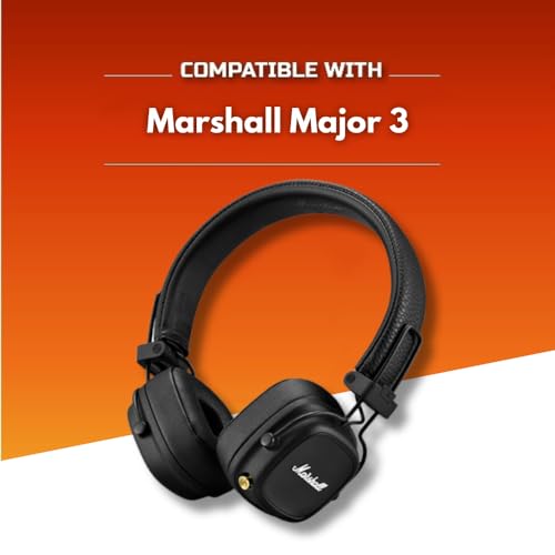 Image of Crysendo Headphone Cushion for Marshall Major III Headphone | Soft Ear Cushion Cover Replacement Earpads | Protein Leather & Memory Foam Cushion (Black)
