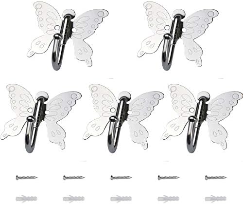 SUNUNICO Wall Hooks for Girls Bedroom, 5 Pack Coat Hooks Wall Mounted with 10 Pieces of Anchor Screws for Coat, Scarf, Hat, Towel, Robe, Key