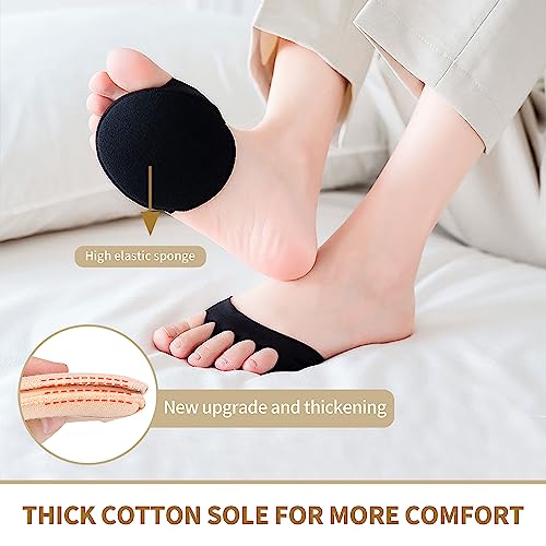Image of 4 Pairs Honeycomb Fabric Forefoot Pads Women High Heels Invisible Socks High Heel Comfort Pads for Relieving Foot Fatigue Comfortable Non-Slip Corrective Toe Socks Pad (Black)