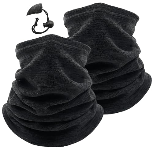 Beurlike 2 Pack Winter Neck Warmer Gaiter Women Men Fleece Warm Windproof Face Scarf Cover Ski Mask for Cold Weather