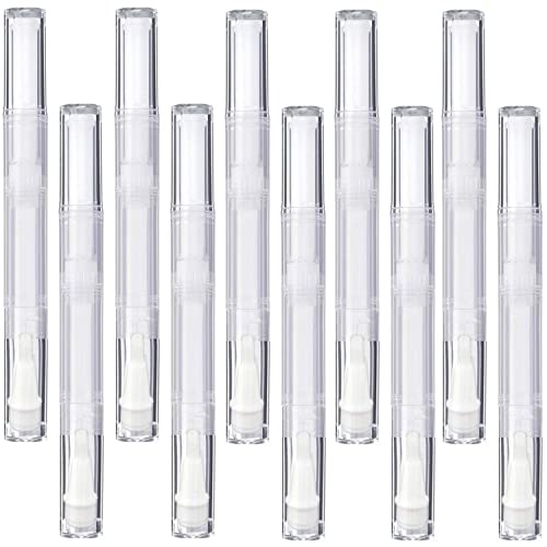 10 pcs 3 ml Cuticle Oil Pen Empty,Transparent Twist Nail Oil Pen with Brush Tip,Multipurpose Empty Essential Oil Pen,Cosmetic Lip Gloss Container Applicators Eyelash Growth Liquid Tube