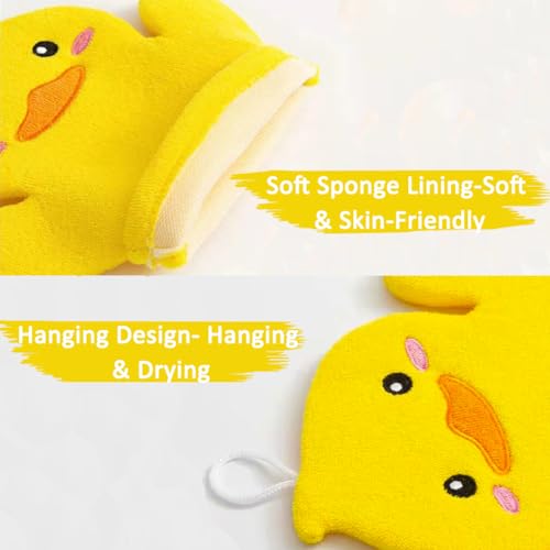Image of BubbleGlove, Baby Bath Mitt Wash Gloves Hand Puppet for Kids & Toddler, Bath Sponge & Baby Washcloth Mitt for Kids & Adults, Body Scrubber for Mommy & Me (Cute Duck,Frog & Bear)