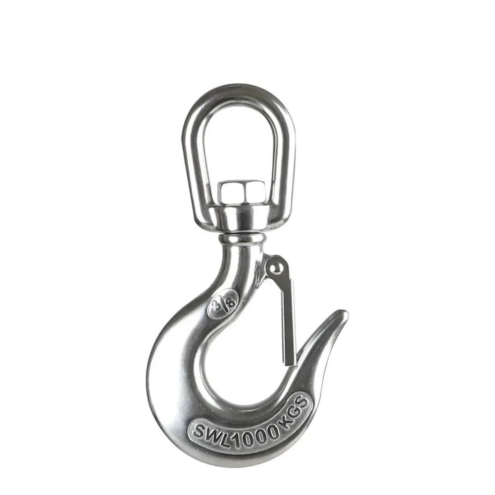 Marine 304 Stainless Steel Lifting Chain Hoist Eye Swivel Rotatable Cargo Shackle Swivel Snap Hook Load(1T)