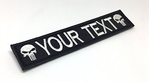 Okutani BATEMEN Custom Name Tape with Fastener Strap Backing Personalized with Skull Logo Icon 5 inches