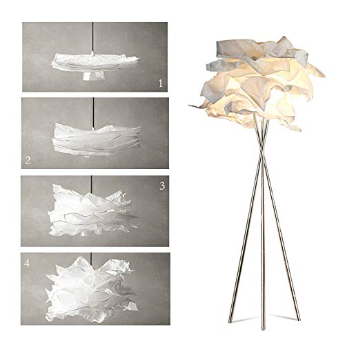 Lámpara de pie elegante con trípode cromado y pantalla de papel de arroz 2