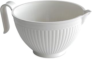 Nordic Ware Better Batter Bowl - 10-Cup Microwave Safe Plastic Mixing Bowl with Pour Spout & Handle, White
