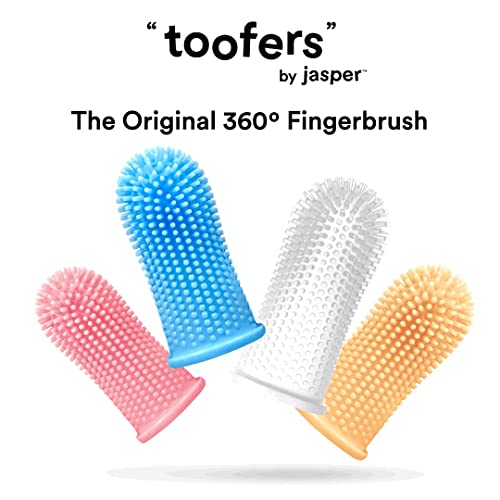 Jasper 360º Dog Fingerbrush Toothbrush Kit (4-Pack) Ergonomic Design, Full Surround Bristles For Easy Teeth Cleaning, Dental Care For Puppies, Cats And Small Pets, Multi-Colored… #TOP1