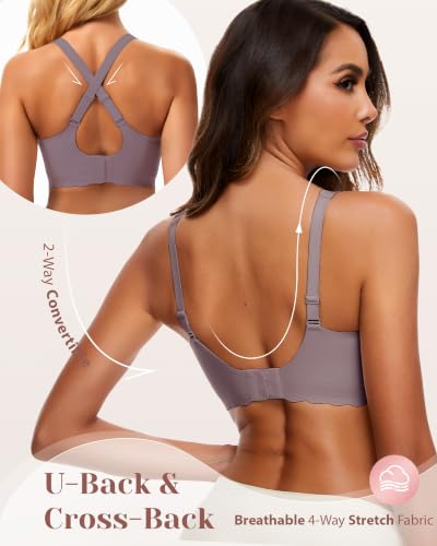Image of Deep V Petal Bras for Women No Underwire Soft Wireless Bras Comfort Seamless Bralettes with Extender