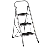 Standfester Klapptritt mit geriffelten Stufen und Sicherheitsbügel zum Festhalten beim Auf- und Abstieg - optimal für erhöhtes Arbeiten