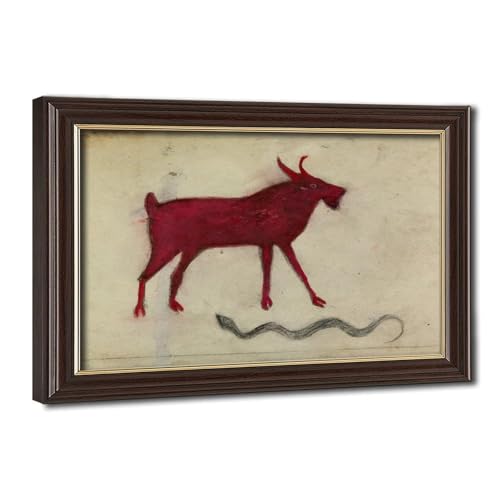 Décoration murale de bureau chèvre rouge Bill Traylor avec cadre